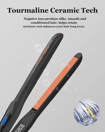 Miniatura 5 de DSHOW Plancha plana de 1/2 pulgada, plancha plana pequeña para cabello corto, mini alisador de pelo de cerámica de turmalina con bolsa, 6 Púrpura