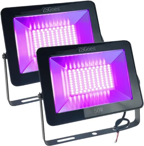 Paquete de 2 luces negras ultravioleta ultravioleta de 50 W, 12 V, 24 V, 36 V, bajo voltaje para fiesta de luz negra de Halloween, iluminación de