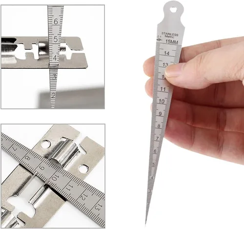 Miniatura 7 de Medidor cónico de 0.039-0.591 in 1/32-5/8 pulgadas de acero inoxidable medidor de soldadura cónico en pulgadas y métrica herramienta de medición