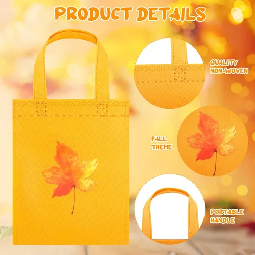 Miniatura 4 de 24 bolsas de regalo de calabaza de Acción de Gracias, bolsas de mano no tejidas de otoño con asas para decoración de fiesta temática de Acción