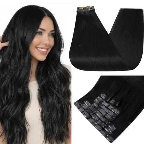 Miniatura 53 de Full Shine Extensiones de cabello humano con pinzas, cabello humano Remy invisible para mujer, color rubio platino, 20 pulgadas, 8 unidades, 4.23 oz