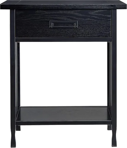 Miniatura 3 de Leick Home 11222-BK Ironcraft - Mesita de noche rústica con un cajón, color negro lavado