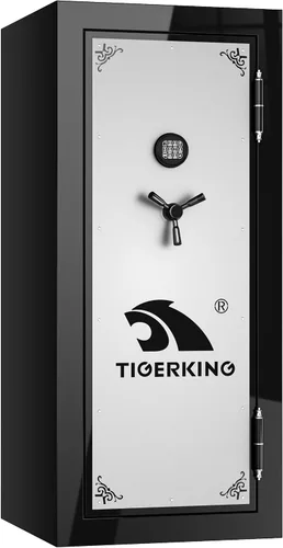 TIGERKING Caja fuerte para armas para rifles y pistolas, protección contra incendios de 45 minutos y 1200 °F, 26 pistolas largas, gabinete de