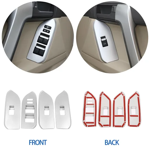 Miniatura 5 de Ajuste para Toyota Land Cruiser Prado FJ150 150 2014-2018 ABS Cubierta del marco del interruptor del botón de elevación de ventana, panel de botón