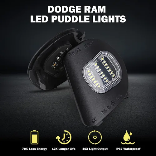Miniatura 2 de KanSmart Para Ram Puddle Lights compatibles con Dodge Ram 1500 2500 2010-2019 Accesorios Espejo Puddle Light Ram 3500 4500 5500 LED Espejo Lateral