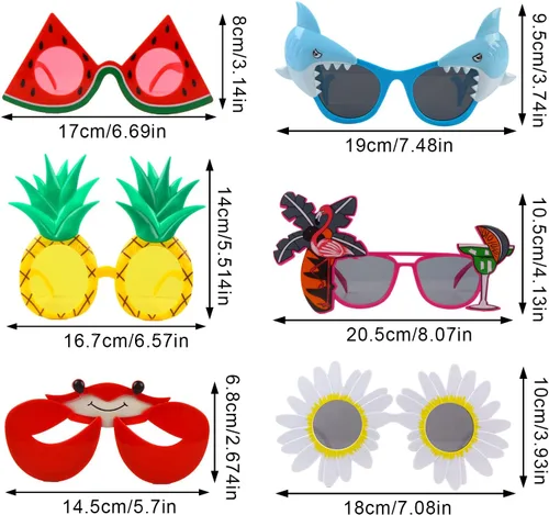 Miniatura 4 de Suloli Gafas de sol para fiesta, 6 pares de divertidos accesorios de disfraces tropicales para fiestas de verano, anteojos novedosos para niños