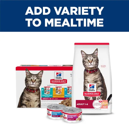 Miniatura 9 de Hill's Science Diet Adulto 1-6, Nutrición Premium para Adultos 1-6, Comida Húmeda para Gatos, Carne de Res Picada, Lata de 2.9 oz, Caja de 24