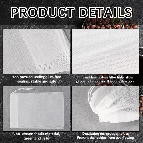 Miniatura 3 de 100 bolsas de café frío de 6 x 8 pulgadas, bolsas de filtro de café desechables sin ensuciar con cordón, bolsa de té vacía grande para té de hojas 6