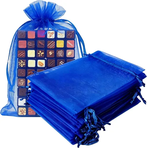 Miniatura 19 de Paquetes de 50 bolsas de organza de regalo de 4 x 6 pulgadas, cordón negro a granel para baby shower, Navidad, cumpleaños de profesores, recuerdos