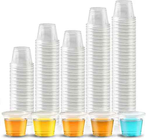 [Paquete de 500 unidades - 29 ml] Vasos de chupito de plástico, tazas para gelatina, desechables para baño, espresso, enjuague bucal, sin tapas