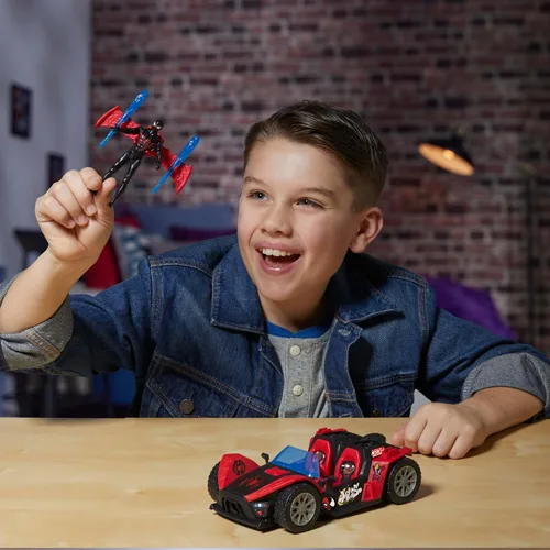 Miniatura 11 de Marvel Spider-Man VenomVersus Epic World of Action Miles Morales Remix Blast Racer 4 pulgadas (3.9 in) figura y coche de juguete, accesorios