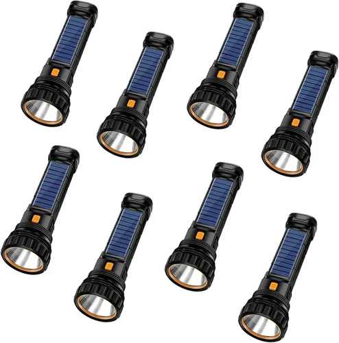 Miniatura 5 de E-SHIDAI 4 linternas LED solares/recargables multifunción, 1000 lúmenes, con luz estroboscópica de emergencia y batería de 1200 mAh, fuente