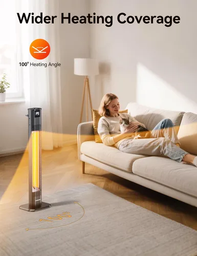 Miniatura 5 de VAGKRI Calentadores al Aire Libre, Calentadores de Carbono Infrarrojos para Patio con Control Remoto de 1s, 9 Niveles de Calor, Temporizador de 24H