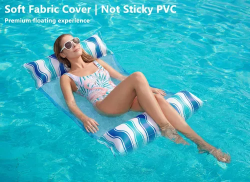 Miniatura 2 de Jasonwell Flotadores inflables para piscina para adultos, hamaca de tela para piscina, hamaca de agua, lago, playa, tumbona flotante, piscina