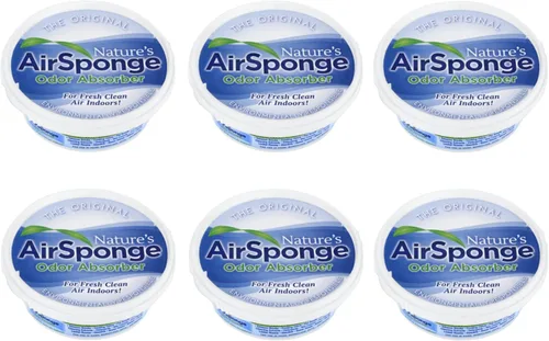 Nature's Air Sponge Absorbedor de olores, paquete de 6, 1/2 libra cada uno, desodorante de carbón activado para el hogar, la oficina y el automóvil,
