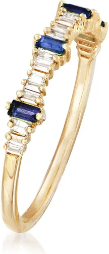 Miniatura 3 de Ross-Simons 0.14 ct. t.w. Diamond and .10 ct. t.w. Sapphire Stackable Ring in 14kt Yellow Gold