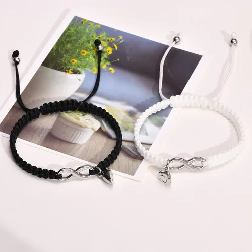 Miniatura 6 de MPRAINBOW Pulsera personalizada a juego para parejas, con nombre personalizado, palabras de promesa, grabadas, pulseras de relación de atracción