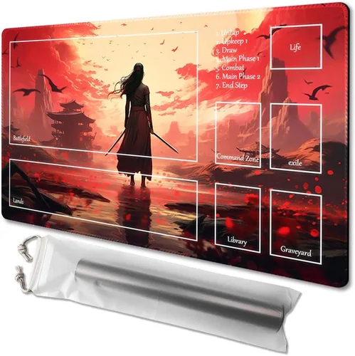 Miniatura 8 de MTG - Tapete de juego tamaño 24 x 14 pulgadas, bolsas de almacenamiento antideslizantes, ideal para entusiastas de los juegos de cartas, alfombrilla