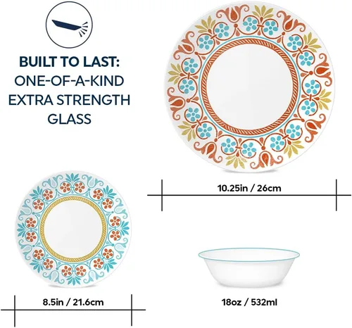 Miniatura 5 de Corelle Vitrelle - Juego de platos de aperitivos para ensalada de 6 piezas (6.75"), vidrio de triple capa y resistente a las astillas, platos
