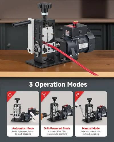Miniatura 4 de CREWORKS - Máquina pelacables eléctrica, pelacables eléctrico para cables de cobre de 0.06 a 0.9 pulgadas (0.059-0.866 in) con 3 modos de operación