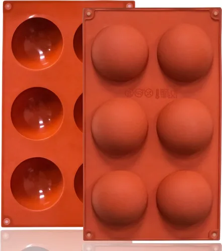 Miniatura 10 de Lerykin Paquete de 3 moldes de silicona extra grandes de 5 cavidades, molde de media esfera antiadherente para hacer bombas de chocolate caliente