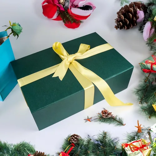 Miniatura 6 de YINUOYOUJIA Cajas de regalo grandes verdes con tapa, caja de regalo magnética de 14 x 9 x 4.5 pulgadas con cinta, tarjetas y sobres para regalos
