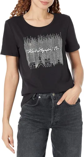 Karl Lagerfeld Paris Camiseta deportiva de manga corta suave con logotipo para mujer