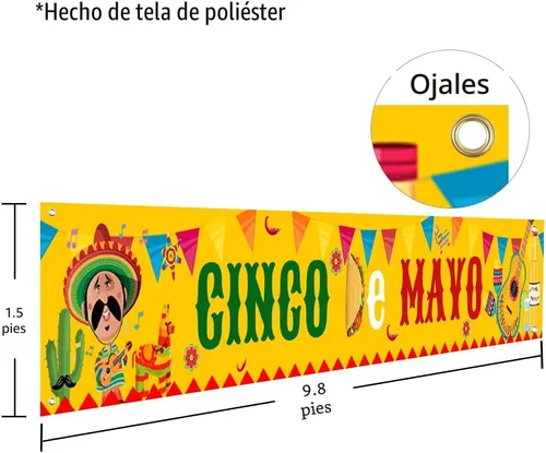 Miniatura 2 de Cartel grande del Cinco de Mayo, decoración de suministros de fiesta mexicana, suministros de fiesta del Cinco de Mayo, cartel de fiesta de baby