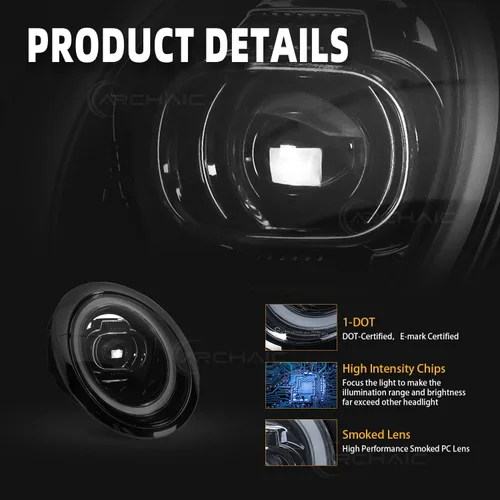 Miniatura 6 de Archaic Faros delanteros compatibles con Mini Coopers R50 R52 R53 2001-2007, luces delanteras W señales de giro secuenciales, animación DRL, par