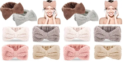 Miniatura 7 de Whaline Paquete de 6 diademas de spa con diseño de pelerina con lazo elástico para yoga, maquillaje, diadema suave y esponjosa, banda