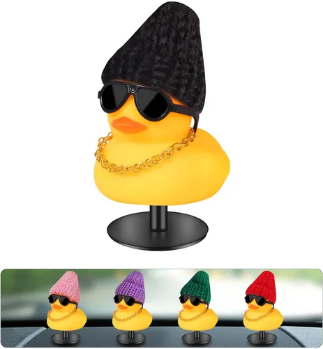 Miniatura 10 de Patos de goma con soporte de enchufe de pato, patos de automóvil para tablero de instrumentos, pato para decoración de Jeep y automóvil, divertido