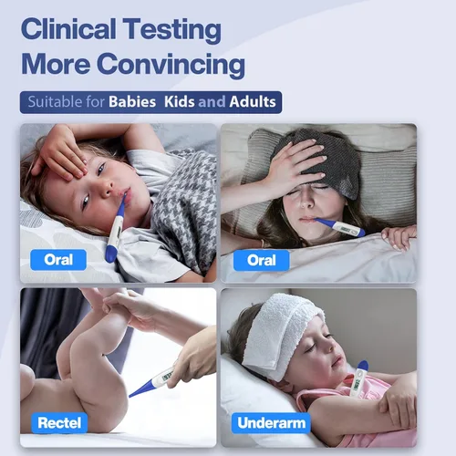 Miniatura 5 de Boncare Termómetro digital de 10 segundos para adultos y niños, termómetro rectal preciso y seguro para bebé con alarma de fiebre, termómetro oral