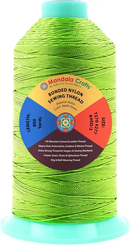 Miniatura 264 de Mandala Crafts - Hilo de nailon para coser cuero, tapicería, mezclilla y para trenzar el pelo; resistente, 1500 yardas, tamaño 69 T70 Marrón