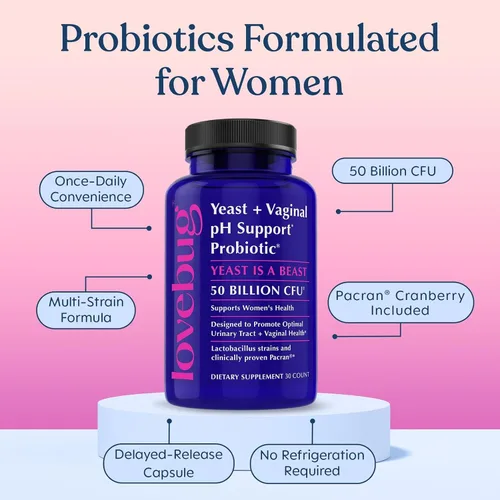 Miniatura 4 de LOVEBUG Probióticos para mujeres con Pancran® - Probiótico multi-cepa que apoya el equilibrio de IVU, BV, olor y pH - Probióticos vaginales