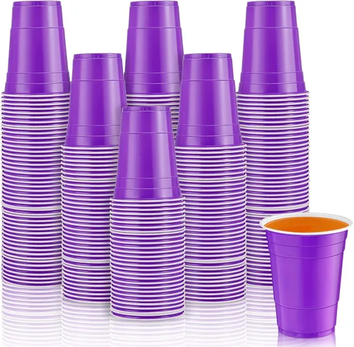 Miniatura 16 de Lounsweer 100 vasos desechables de graduación de 16 onzas para fiesta, vasos de plástico resistentes para agua potable, para cumpleaños, baby Rosa