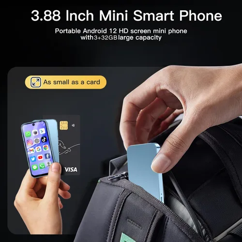 Miniatura 8 de Mini teléfono para niños, teléfono infantil desbloqueado, pantalla táctil HD de 3.88 pulgadas, 4G, doble SIM, identificación facial, Android 12