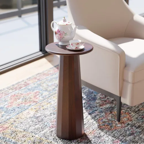 Miniatura 20 de Relso Aurora - Mesita de noche de madera maciza con estante abierto, mesa de noche con acabado negro, mesa auxiliar para dormitorio, sala de estar