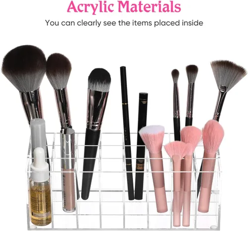 Miniatura 5 de Organizador de lápiz labial, soporte grueso de acrílico transparente de 24 ranuras para tocador, organizador de maquillaje para brillo de labios