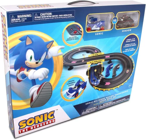 Miniatura 6 de NKOK Sonic and Shadow - Juego de pista de carreras con luces que funcionan, contador de vueltas, pista de autos de ranura en forma de figura-8