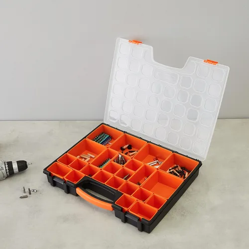 Miniatura 2 de Amazon Basics Organizador de 19 compartimentos extraíbles, negro, naranja, 16.5 x 13.2 x 2.4 pulgadas