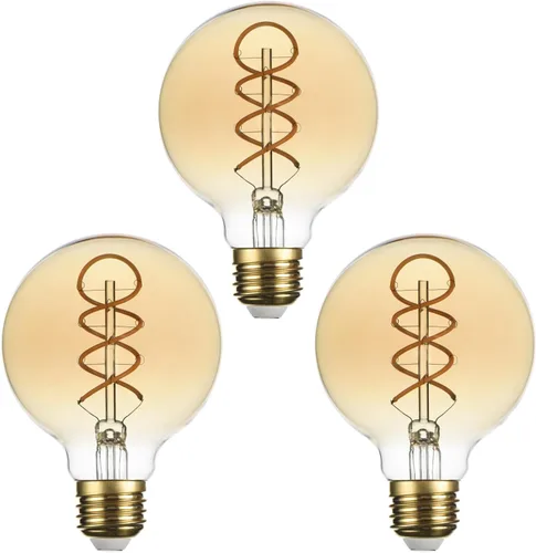 SD LUX G25 Bombillas LED Edison regulables vintage tipo globo retro decorativas 6W 450lm (equiv. 40W), base media E26, CRI>90, blanco cálido 2200K