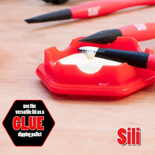Miniatura 4 de Sili Cápsula de pegamento y 3 cepillos de micro pegamento Sili con tapa sellable multipropósito/soporte para cepillos de pegamento • Punta fina •