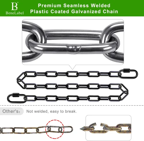 Miniatura 3 de BeneLabel 2 cadenas de columpio resistentes de 85 pulgadas con ganchos, cadenas colgantes de capacidad de 1000 libras, cadenas colgantes para 2