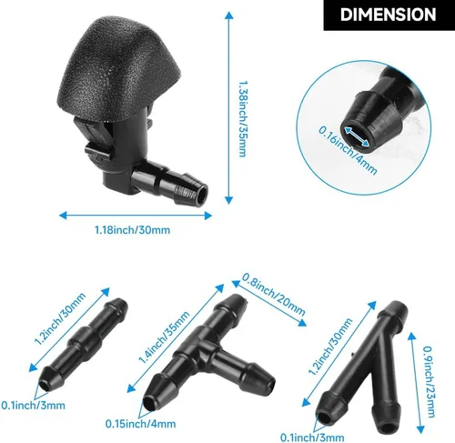 Miniatura 5 de Un conjunto de 2 boquillas de rociador de parabrisas frontal - Compatible con Honda Odyssey 3.5L V6-Gas 2011-2017 - Reemplazo de la pieza