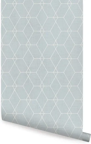 Miniatura 7 de Simple Shapes Papel tapiz con diseño geométrico de líneas Art Deco hexagonales, despegar y pegar (una sola hoja, 2 x 9 pies, gris cálido)