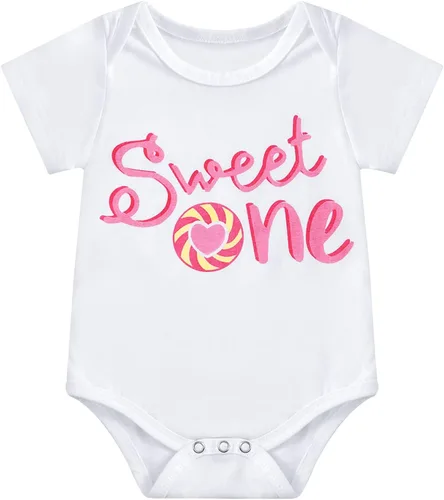 Miniatura 7 de ESHOO Conjunto de mameluco para bebé niña con estampado de caramelo, pantalones acampanados, diadema