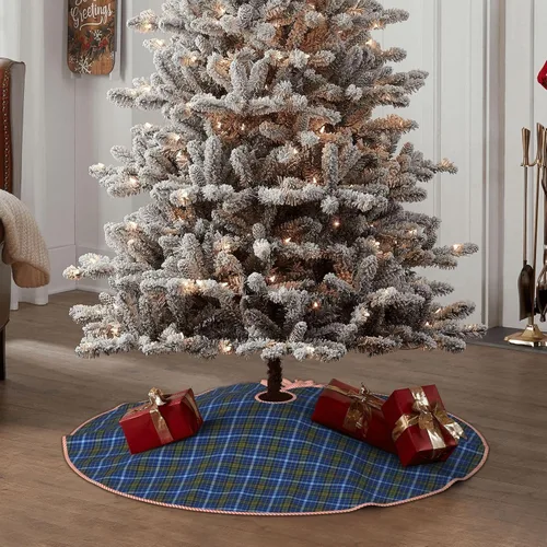 Miniatura 6 de Falda de árbol de Navidad de 30 pulgadas, falda de árbol de Navidad de lino de tartán de Clan Knox para decoración de árbol de Navidad, decoración