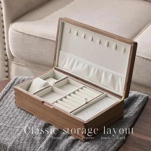 Miniatura 4 de Beexchange Joyero de madera de nogal negro, hecho a mano, caja de joyería clásica. Joyeros y organizadores para mujeres, hombres y niñas