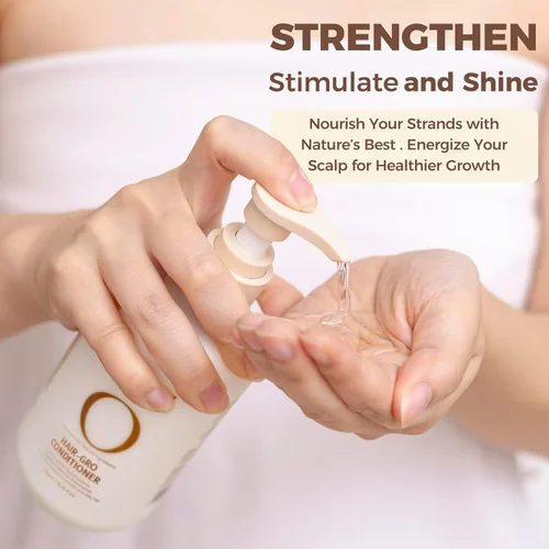 Miniatura 5 de Olivii Hair-Gro Acondicionador para cabello más grueso y completo, crecimiento del cabello con cúrcuma, trébol rojo, biotina y cafeína, reduce