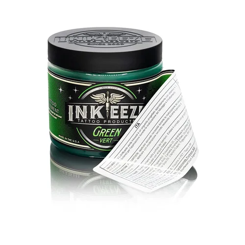 Miniatura 3 de INK-EEZE Paquete de Pomada para Tatuajes Verde 2-Pack, Para Artistas y Cuidado Posterior, Vegano, Sin Crueldad, Hecho en EE. UU., 2 envases de 16 oz